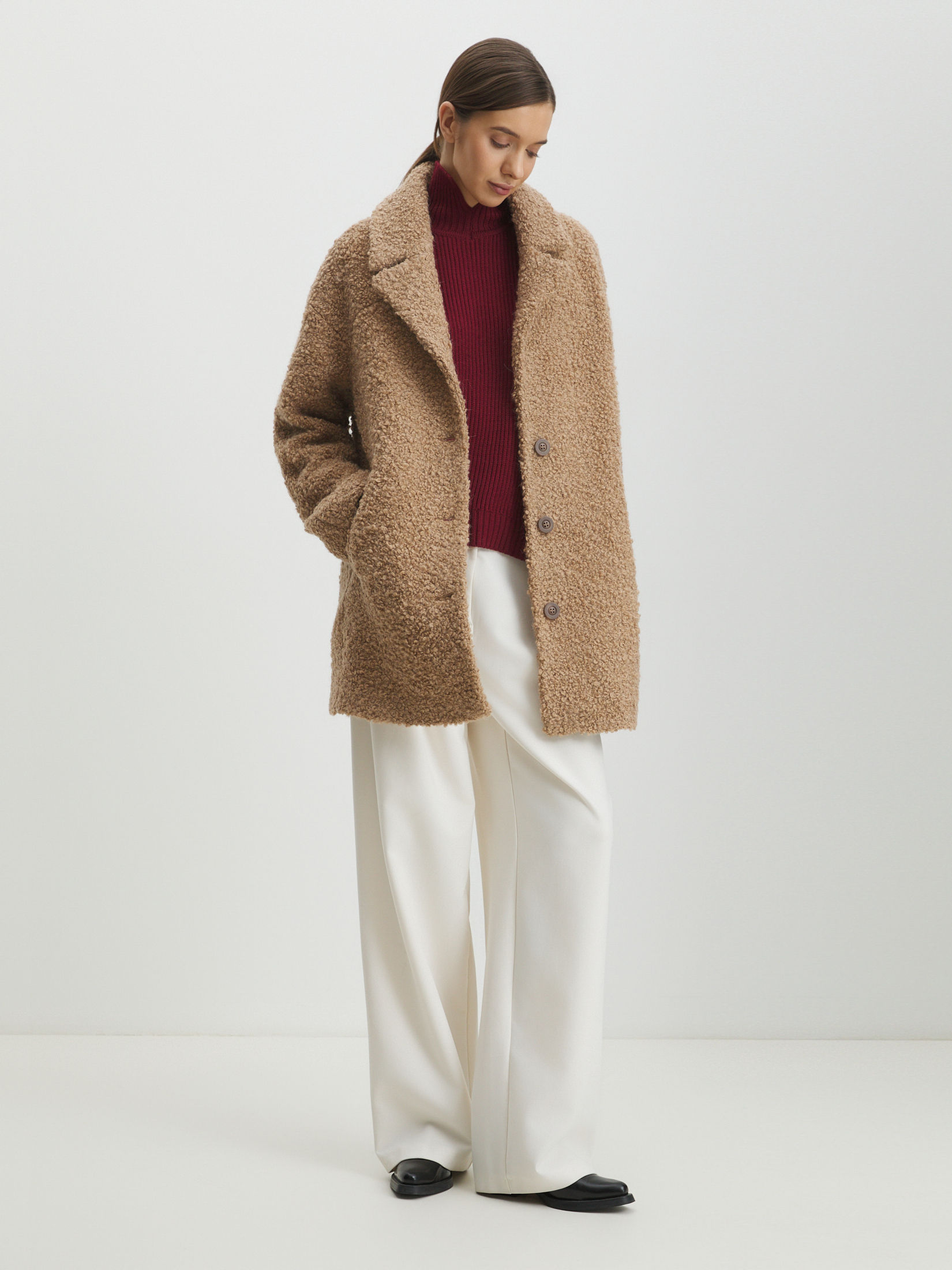 Женское полупальто MAISON DAVID DIANA_ALPACO 4439890, бежевый