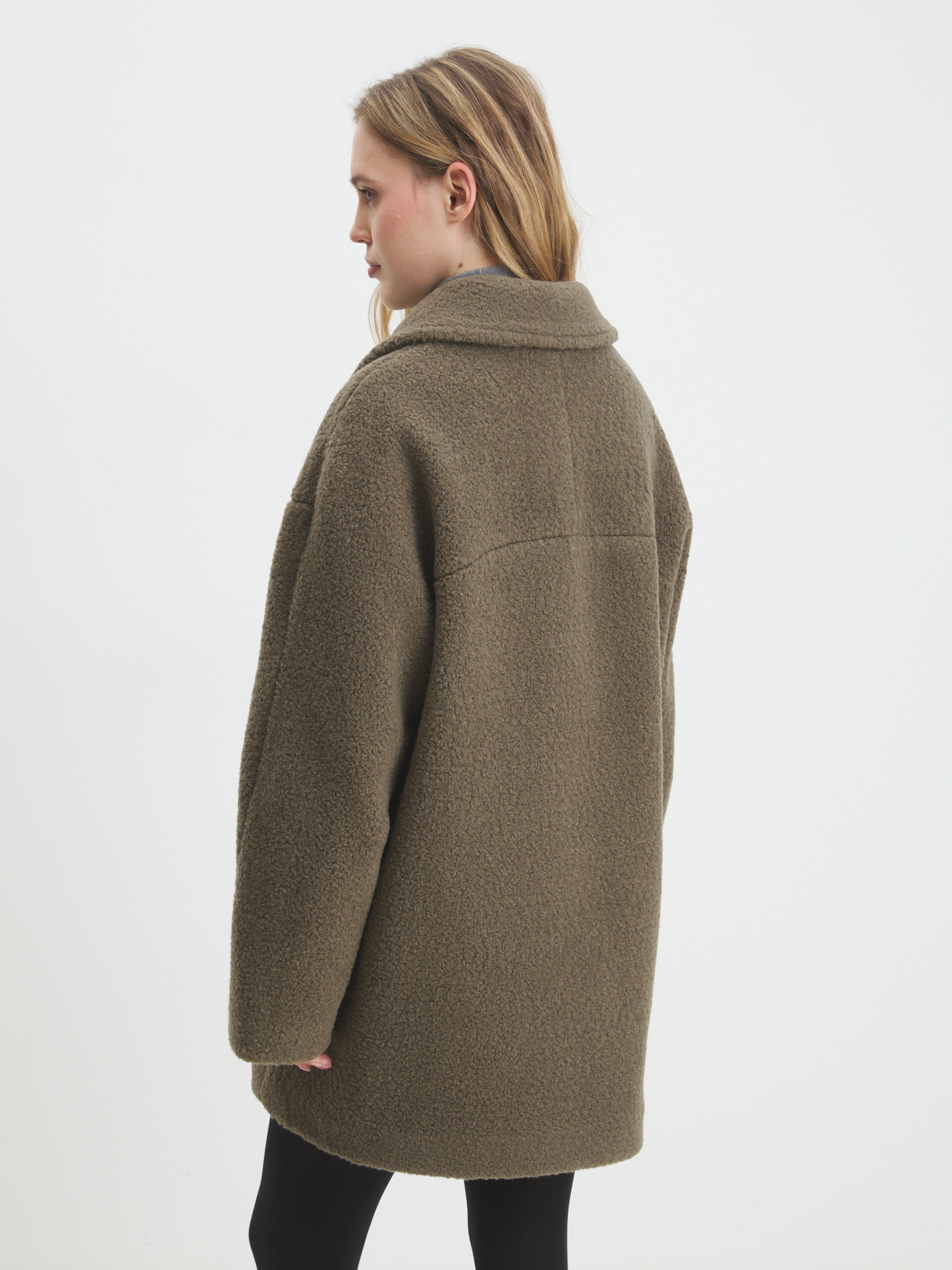 Женское полупальто тедди MAISON DAVID DIANA_TEDDY 05 4459347, зелено-коричневый