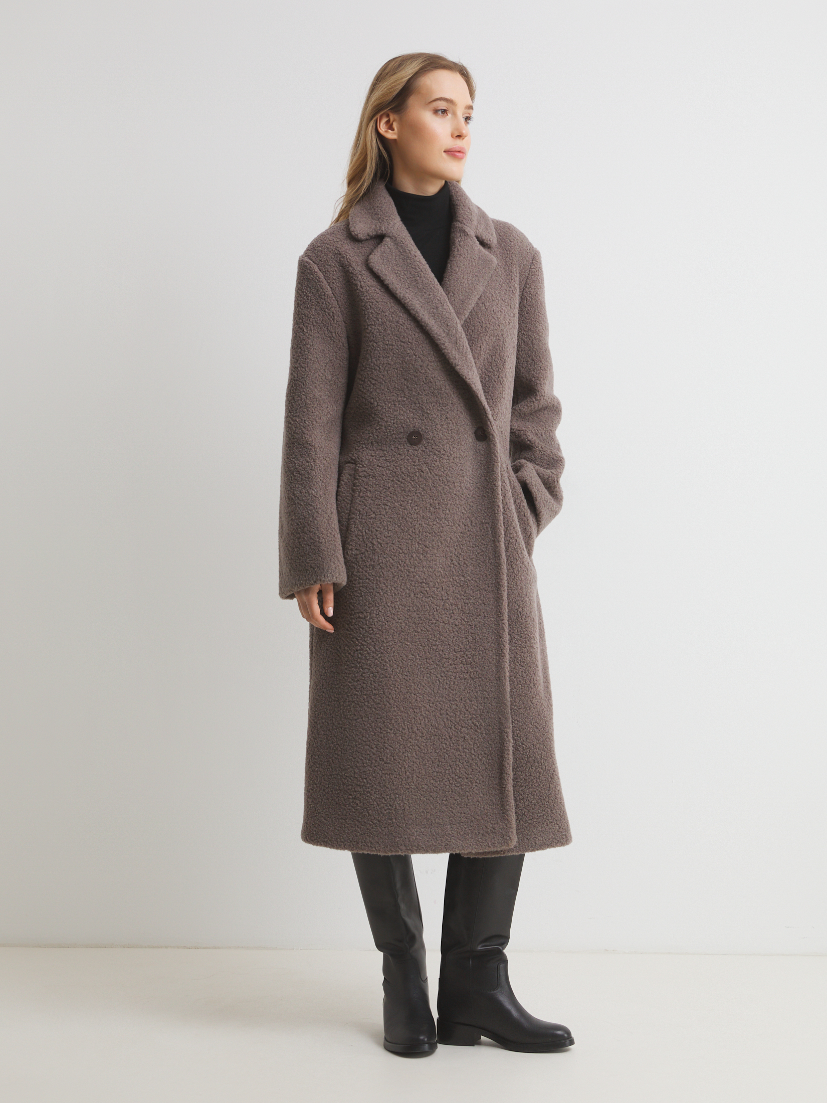 Женское пальто тедди MAISON DAVID NASTIA_TEDDY 05 4560738, коричнево-серый