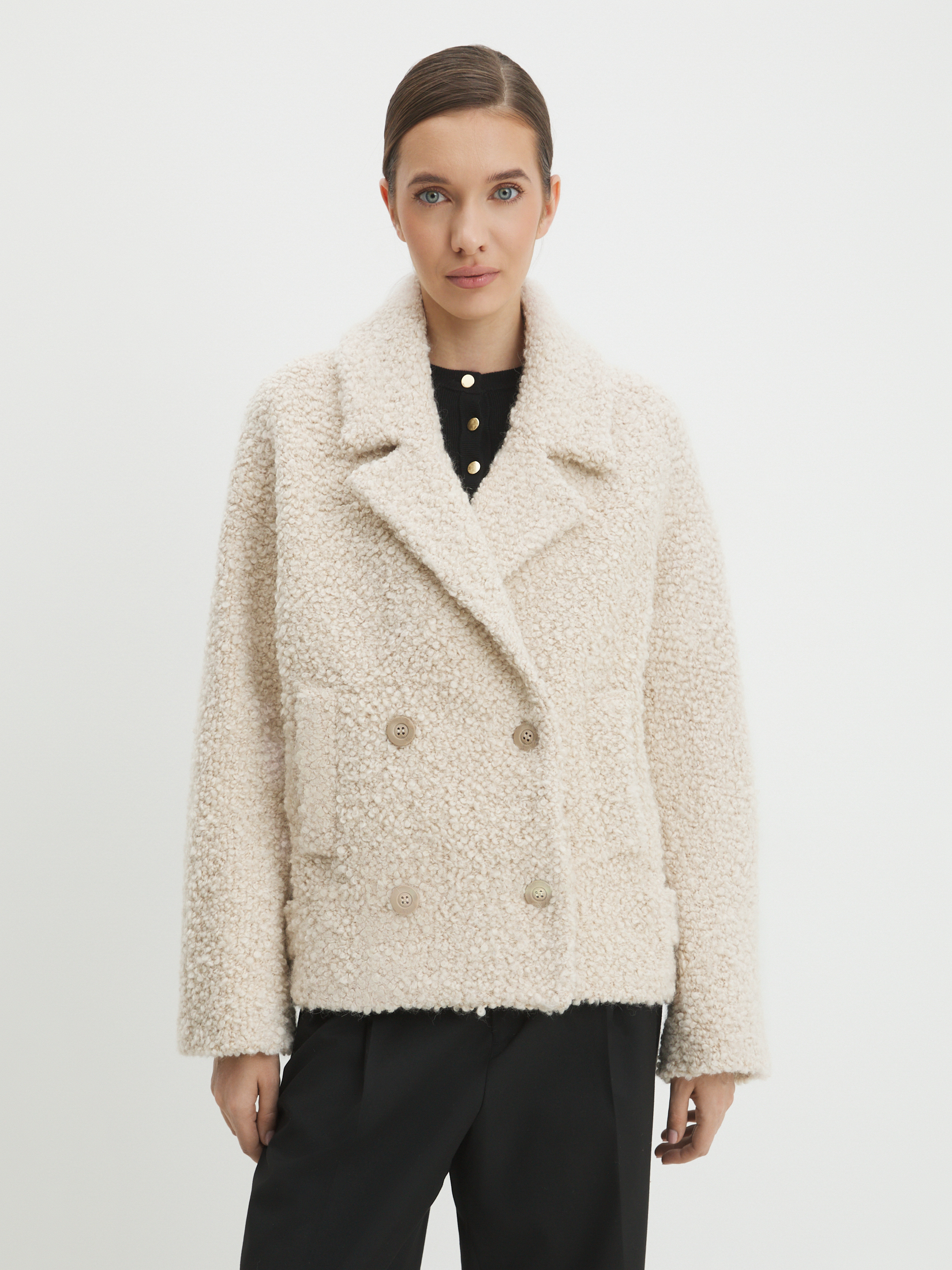 Женское полупальто MAISON DAVID LILOU_ALPACO 4439859, молочно-бежевый