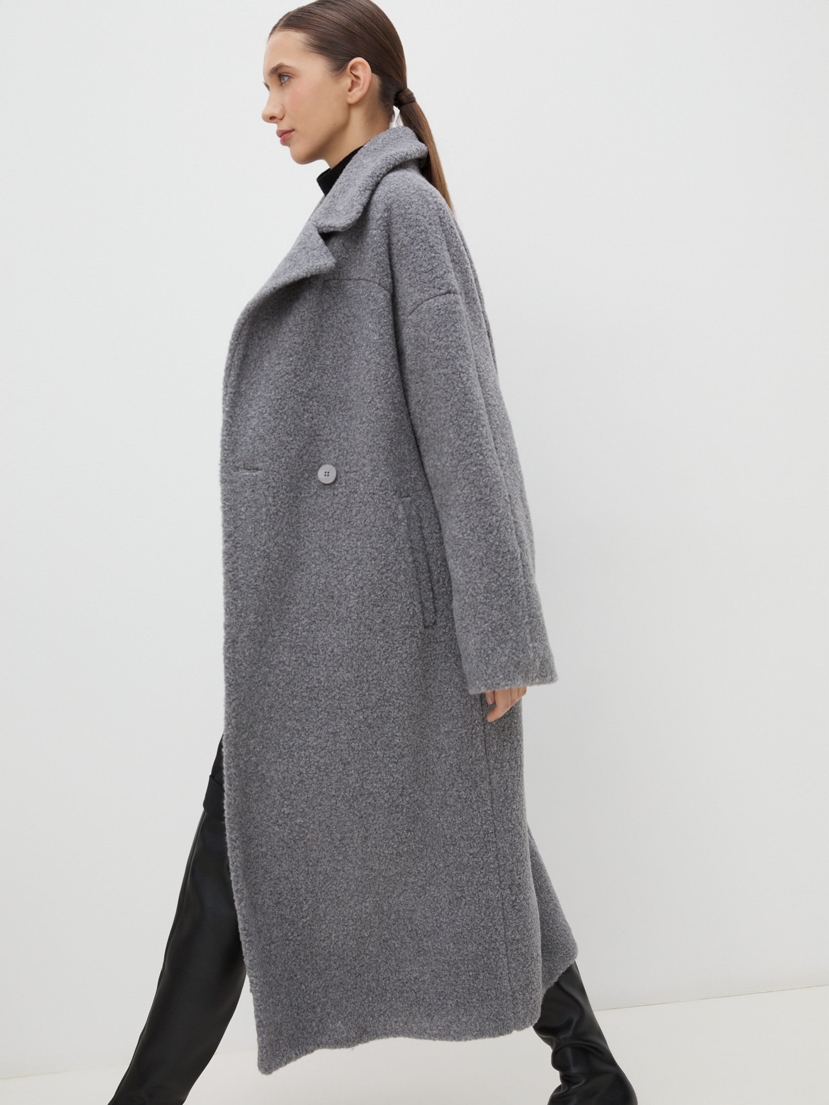 Женское пальто тедди MAISON DAVID JULIA_TEDDY 05 4523843, серый