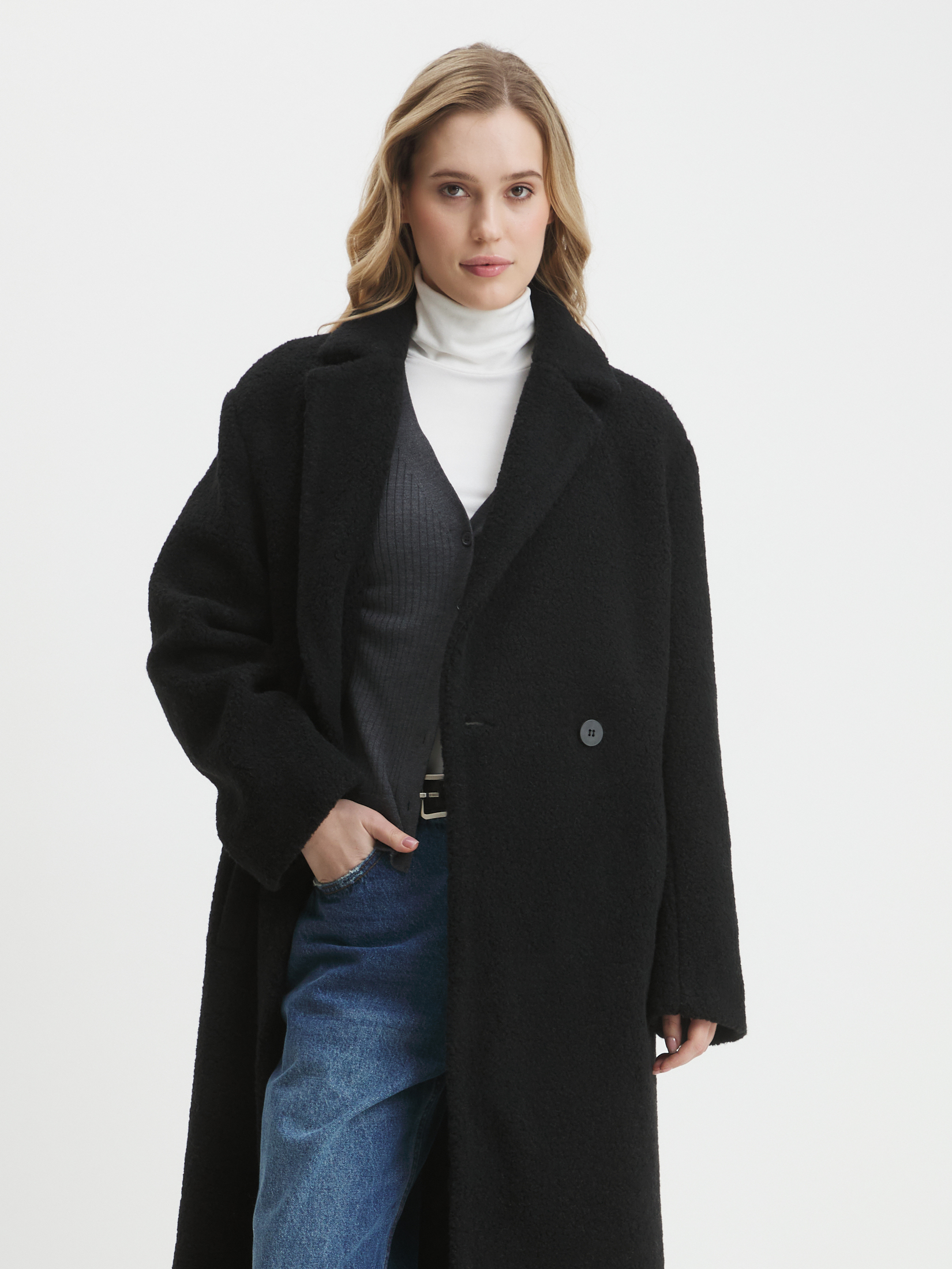 Женское пальто тедди MAISON DAVID SONIA_TEDDY 05 4459151, черный