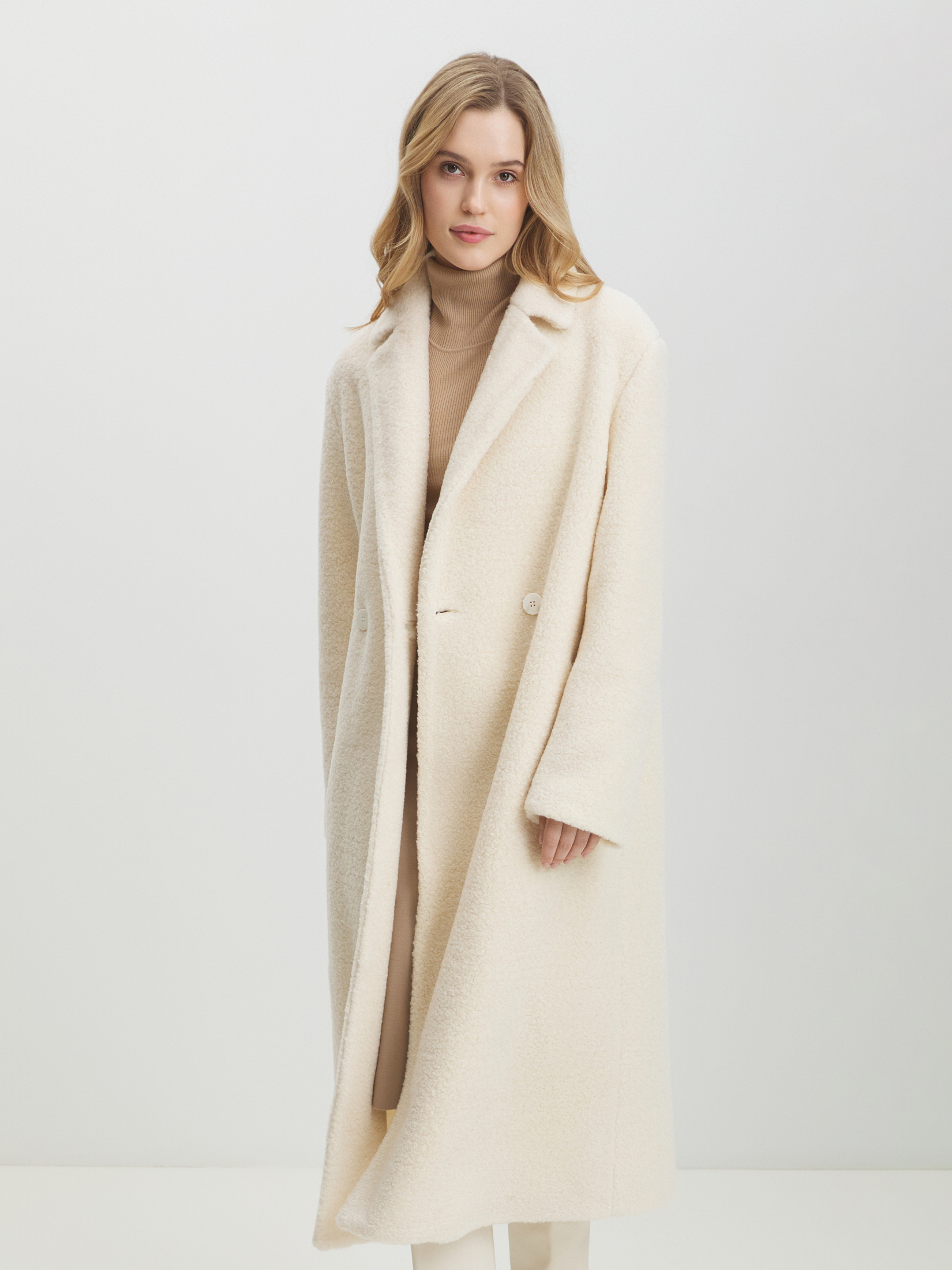 Женское пальто тедди MAISON DAVID SONIA_TEDDY 05 4447005, молочно-белый