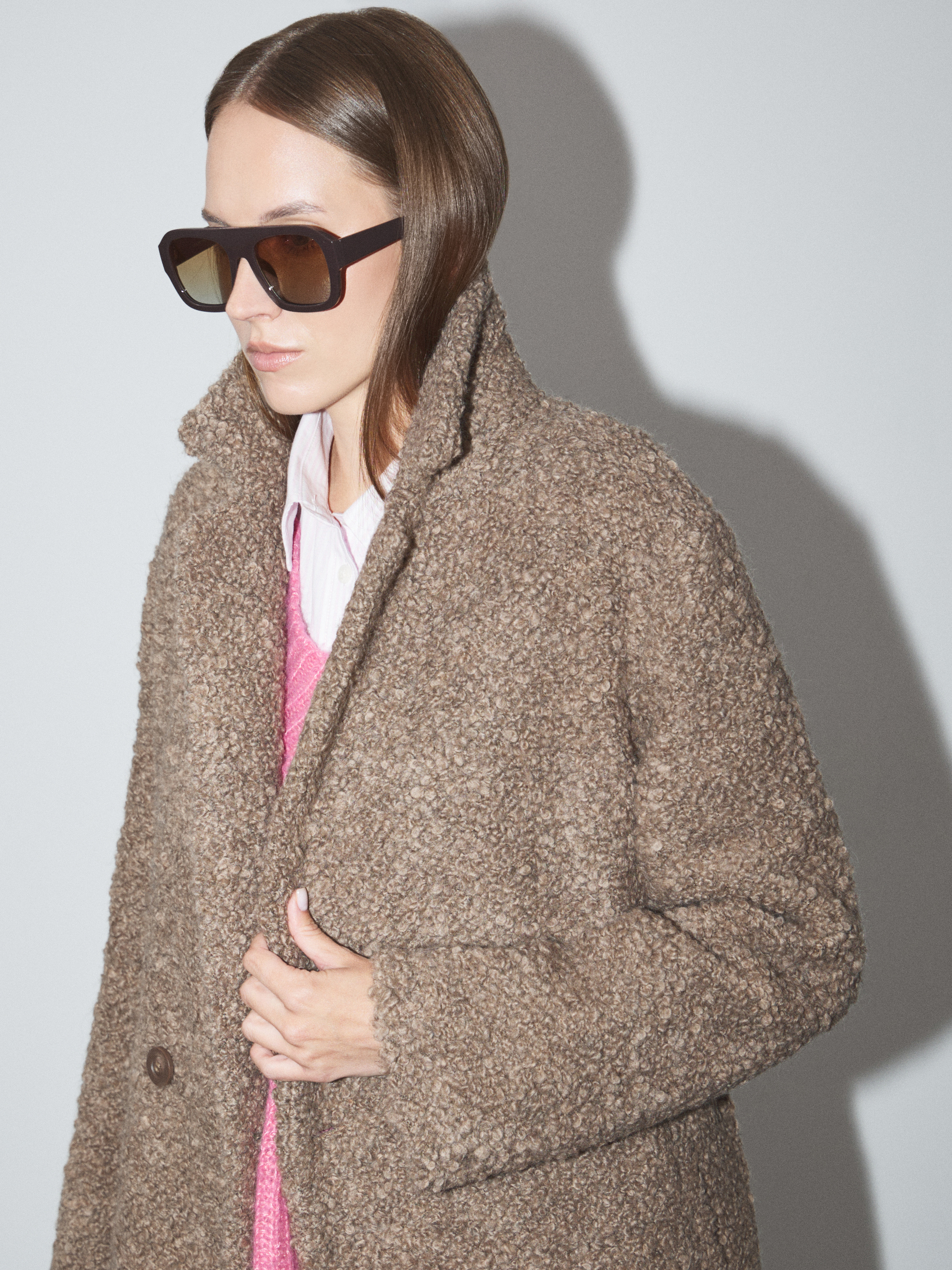 Женское пальто MAISON DAVID NASTIA_ALPACO 4557936, серо-коричневый