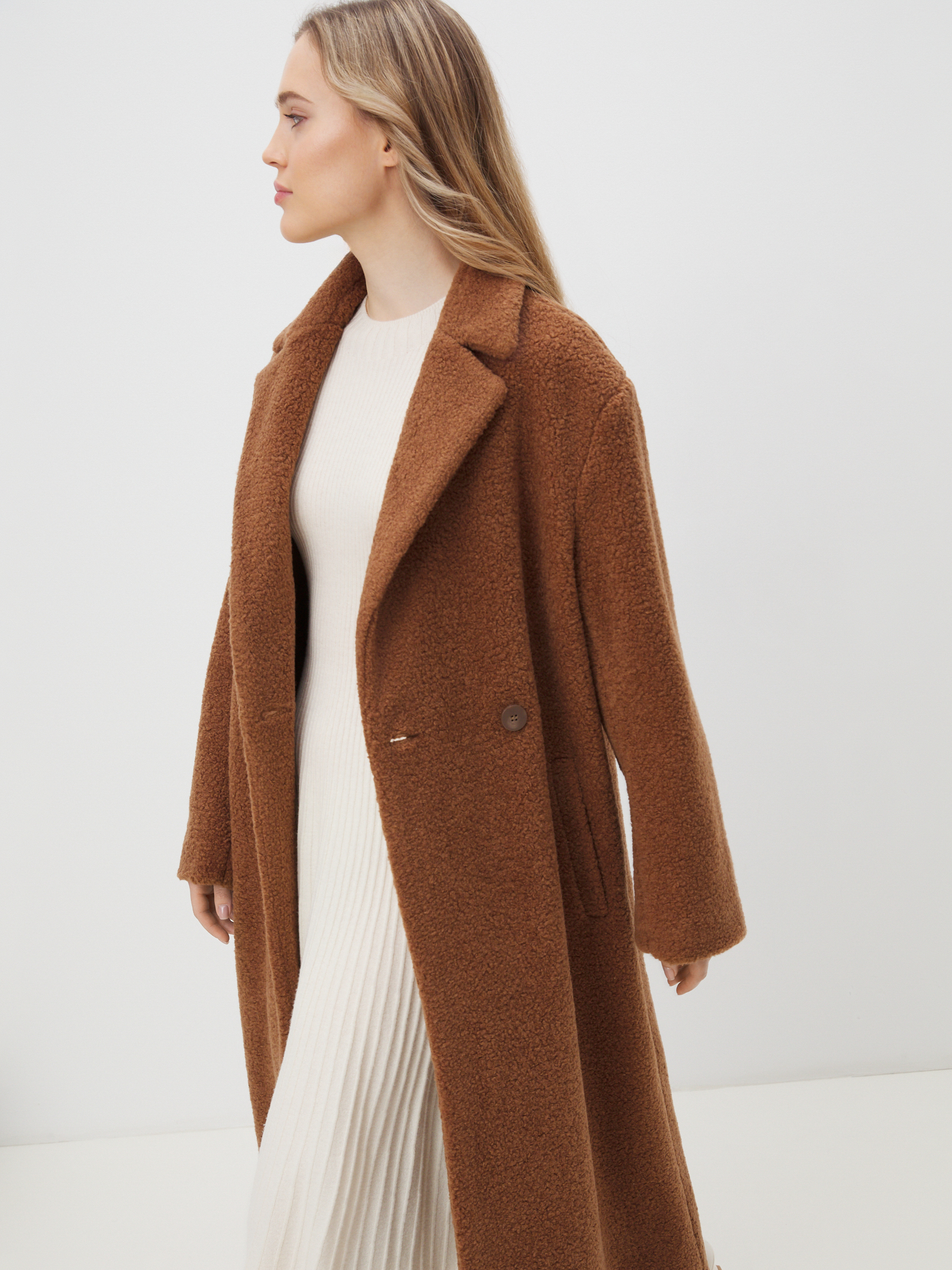 Женское пальто тедди MAISON DAVID SONIA_TEDDY 05 4459158, коричневый