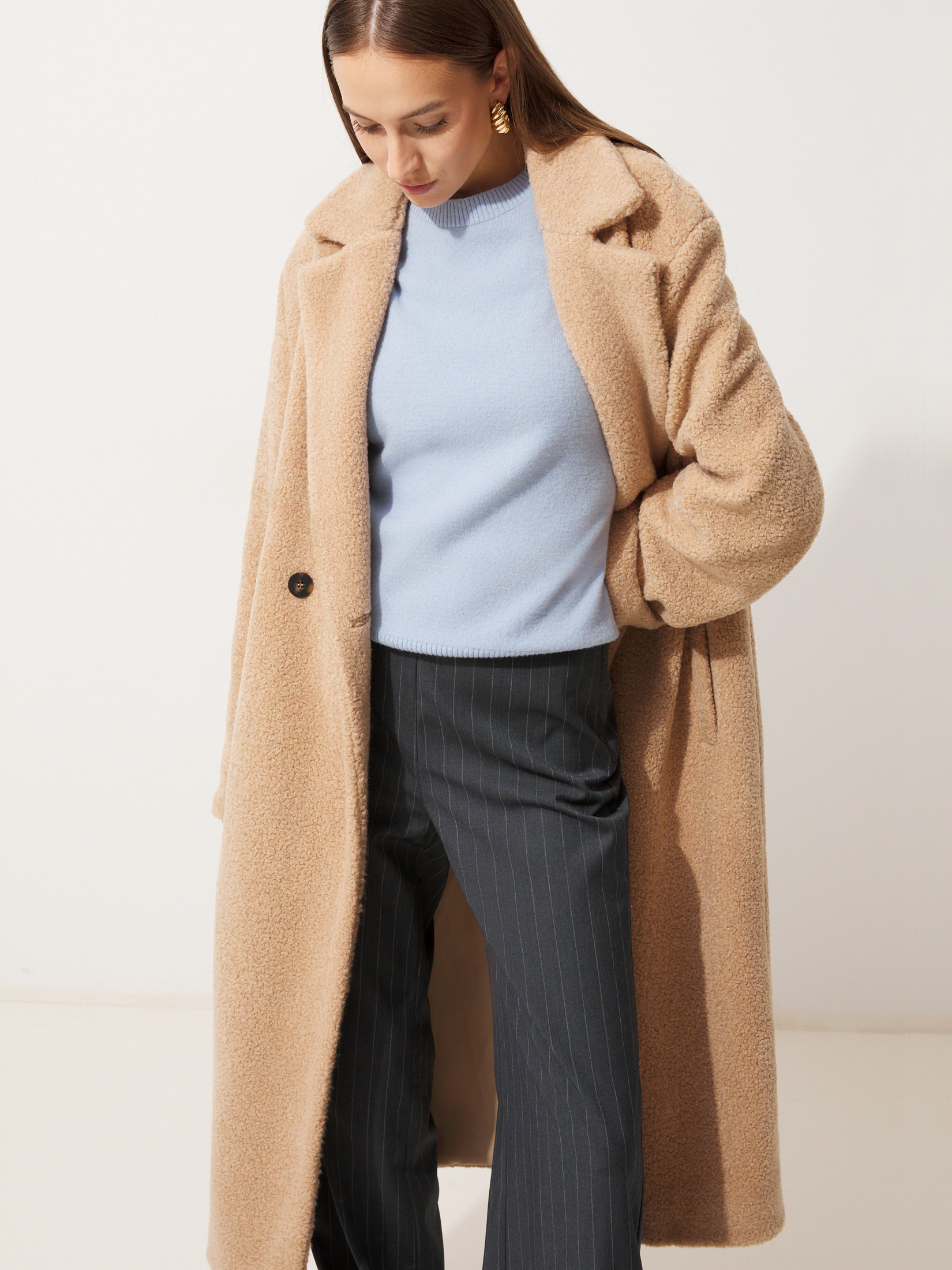 Женское пальто тедди MAISON DAVID MALTA_TEDDY 4301567, бежевый