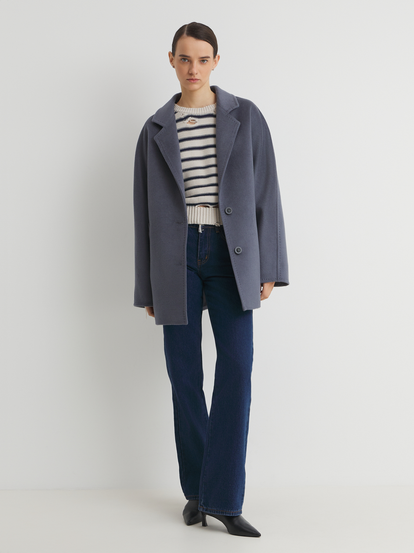 Женское полупальто MAISON DAVID IDELLE_084 4640714, серо-синий