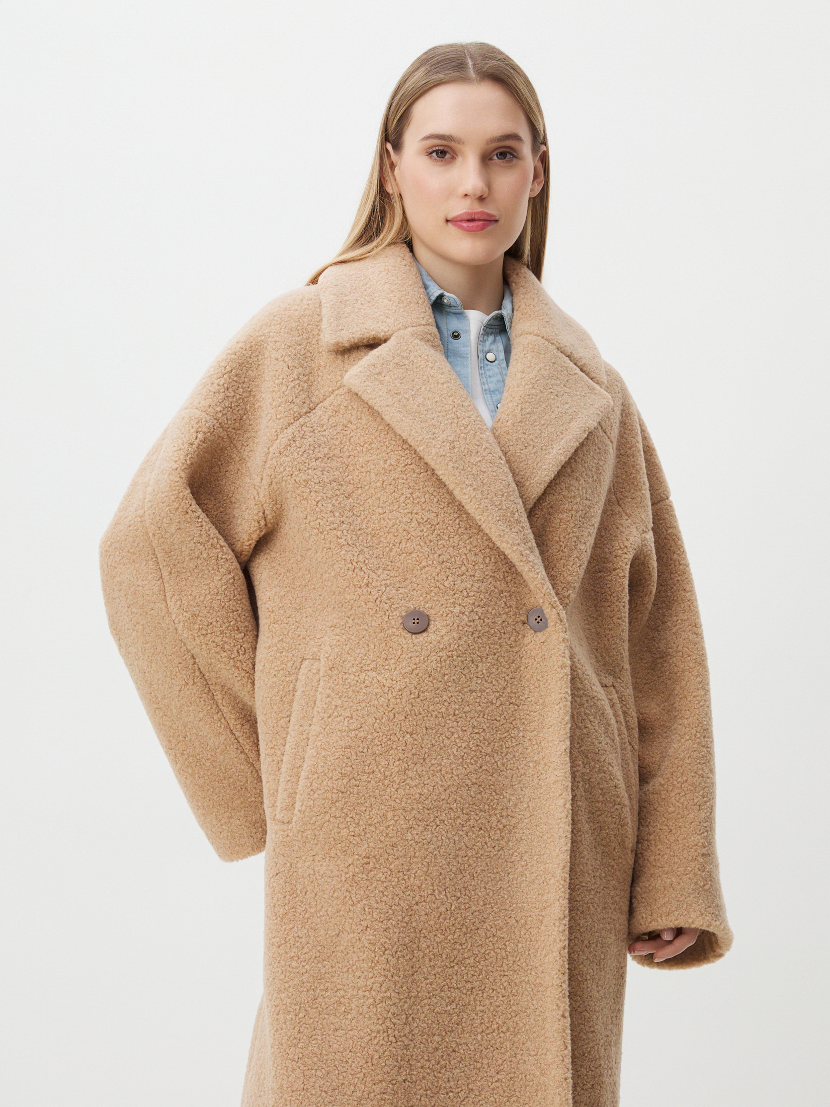 Женское пальто тедди MAISON DAVID JULIA_TEDDY 05 4524250, бежевый