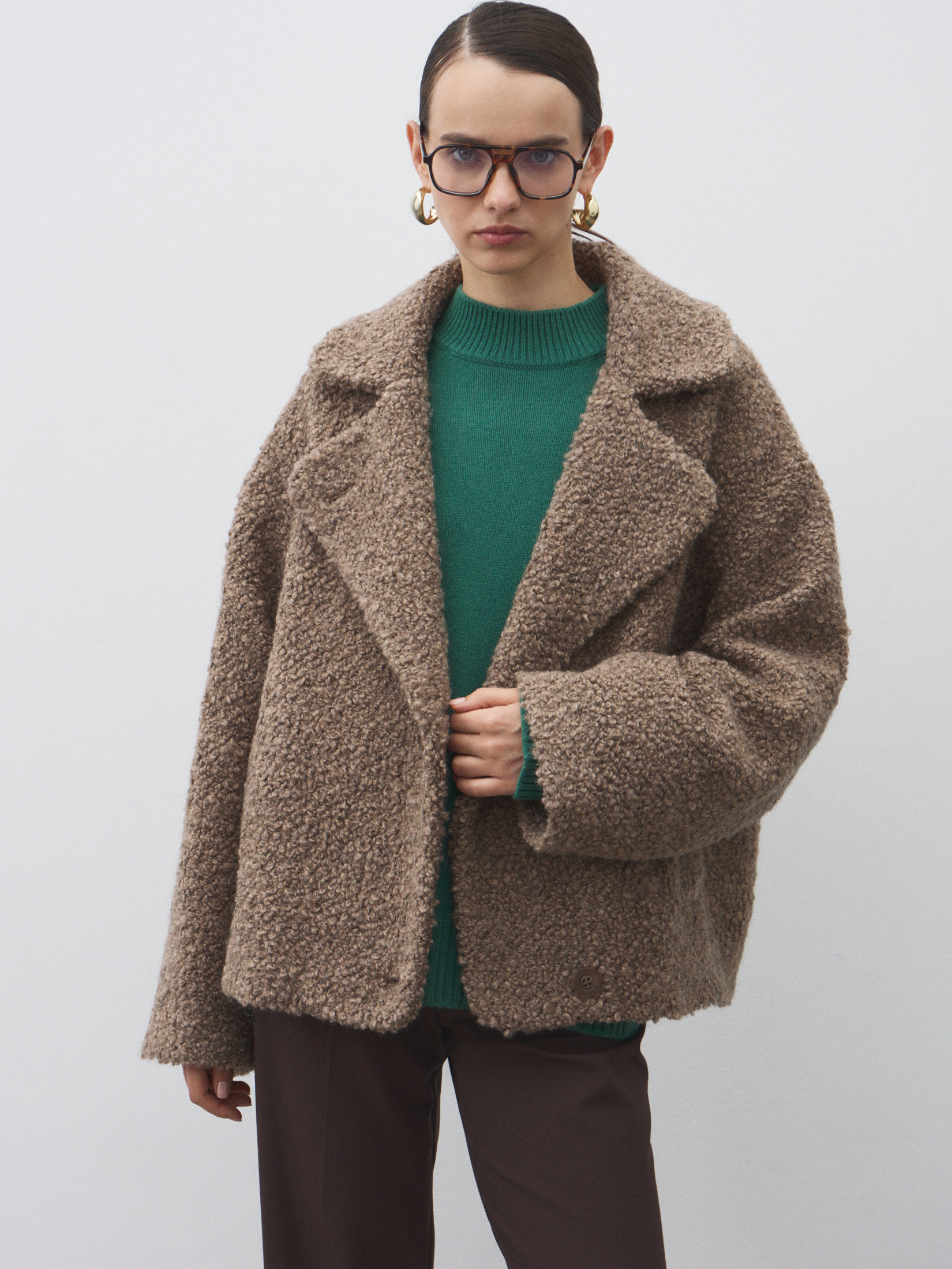 Женское полупальто MAISON DAVID MATILDA_ALPACO 4775964, серо-коричневый