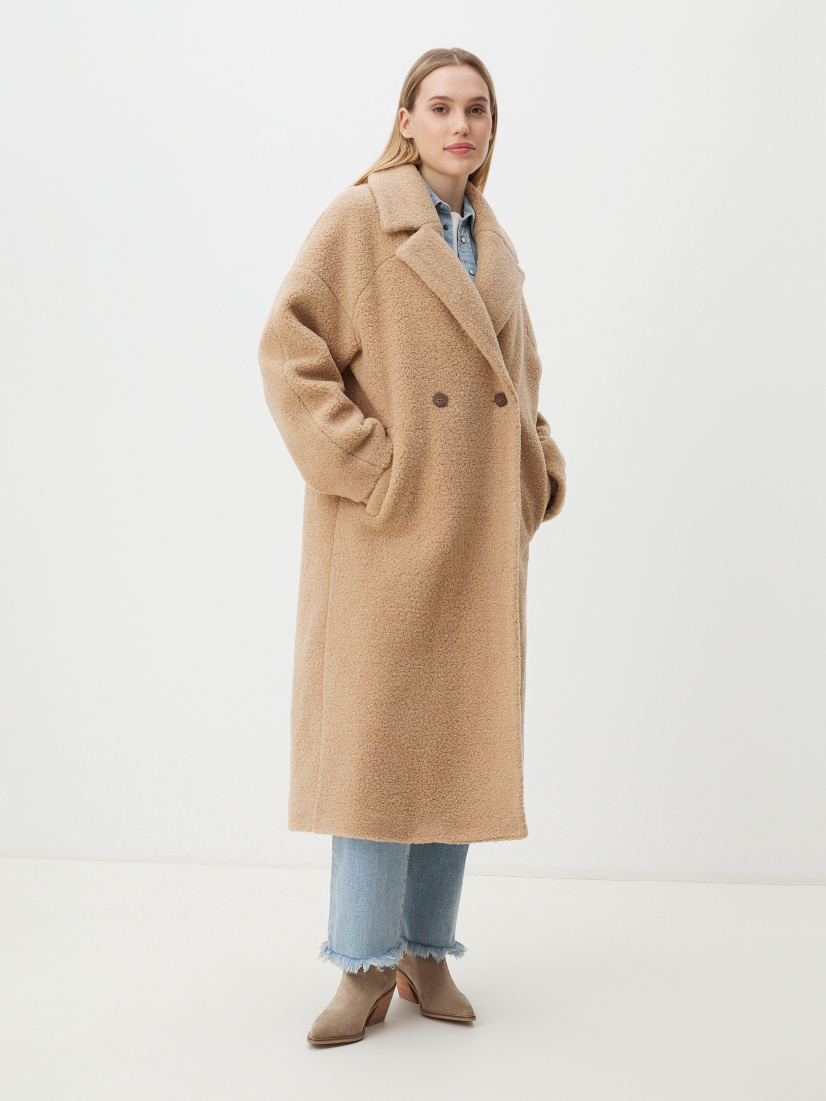 Женское пальто тедди MAISON DAVID JULIA_TEDDY 05 4524250, бежевый