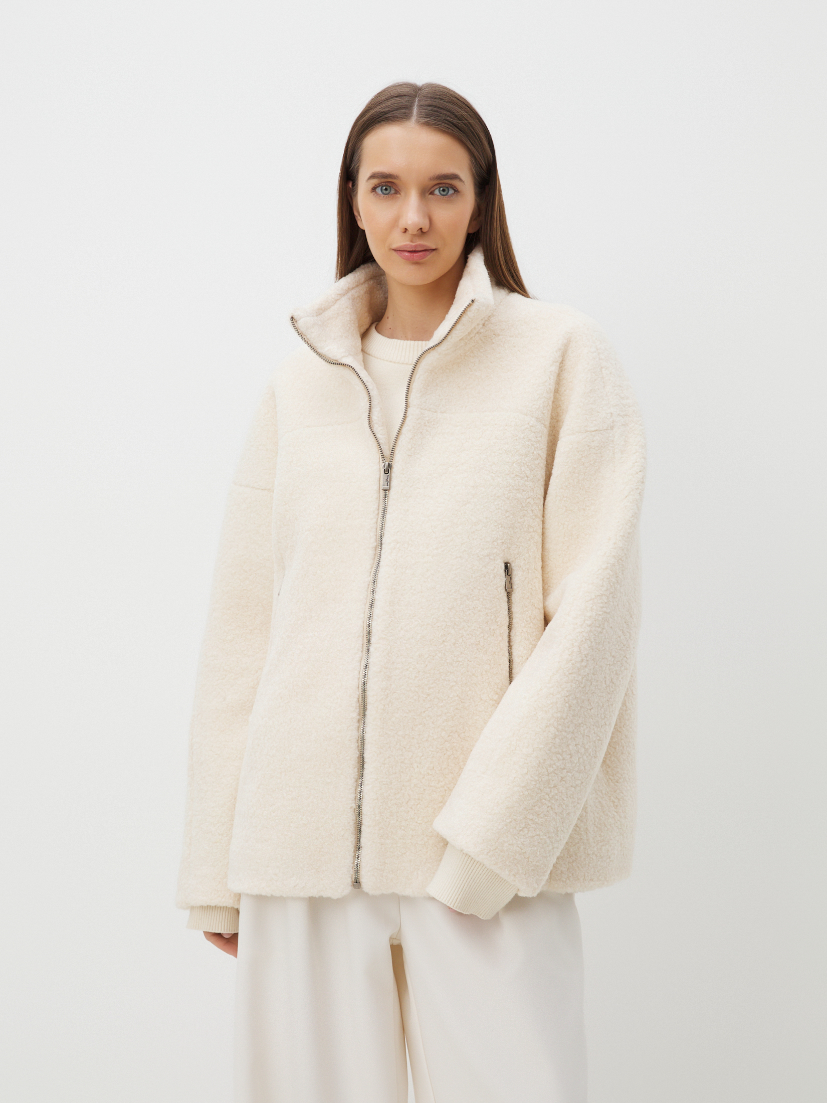 Женское полупальто тедди MAISON DAVID MARGOT_TEDDY 05 4444660, молочно-белый