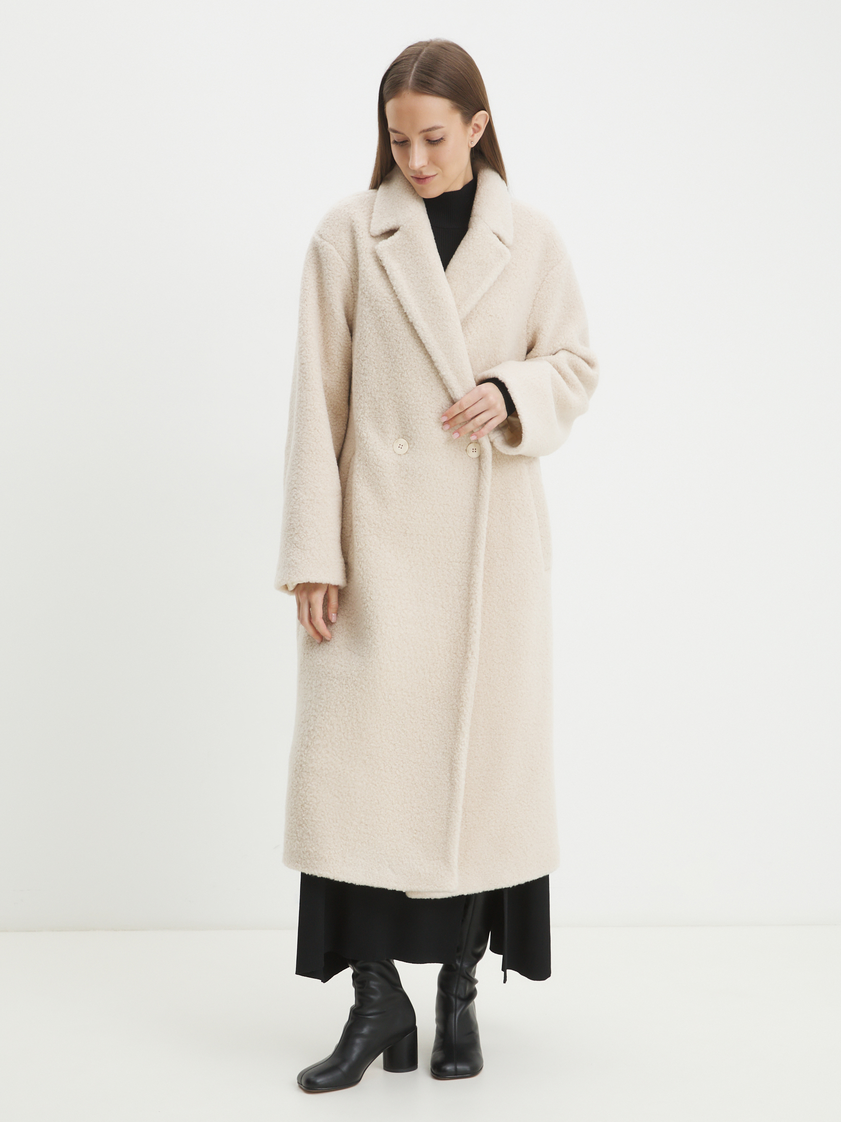 Женское пальто тедди MAISON DAVID KARINA_TEDDY 05 4508383, молочно-бежевый