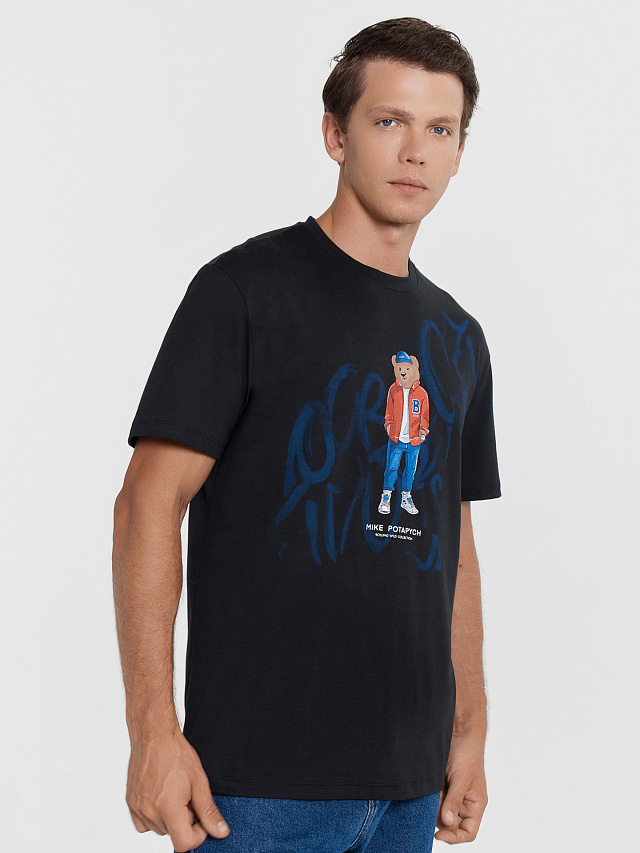 Футболка мужская черная с печатью