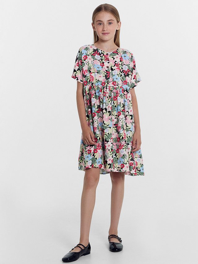 Платье для девочек разноцветное в цветочки