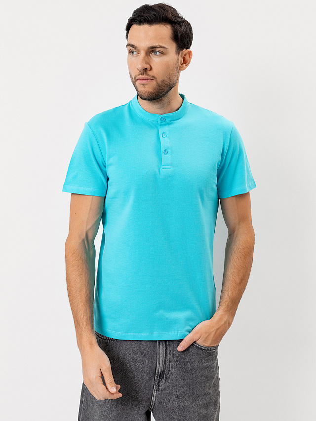 Джемпер-поло хлопковый в лазурном цвете