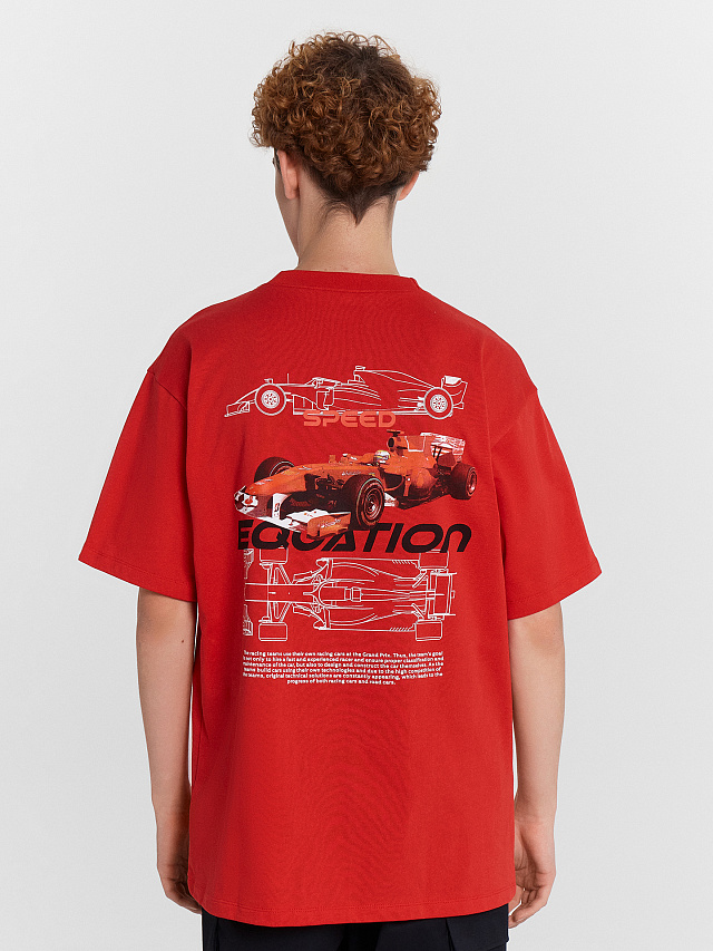 Футболка мужская красная с принтом