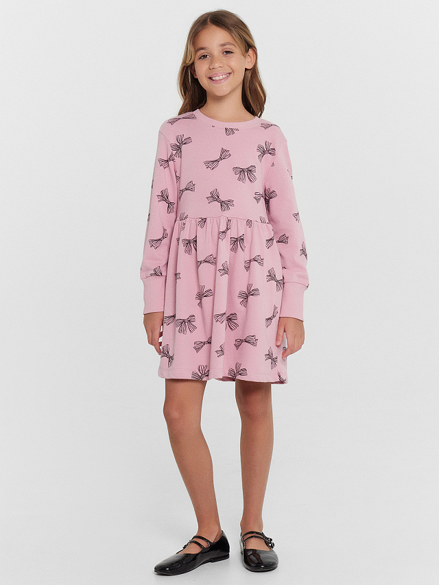 Платье для девочек розовое с принтом