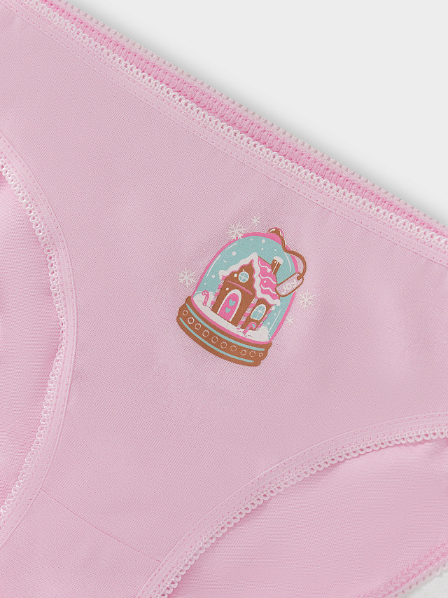 Трусы для девочек слипы светло-розовые с печатью