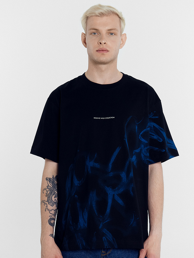 Футболка мужская черная с печатью