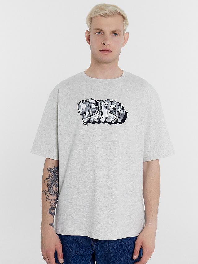 Футболка мужская серая с печатью