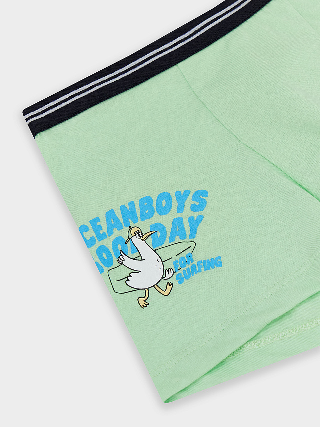 Трусы для мальчиков зеленые с принтом