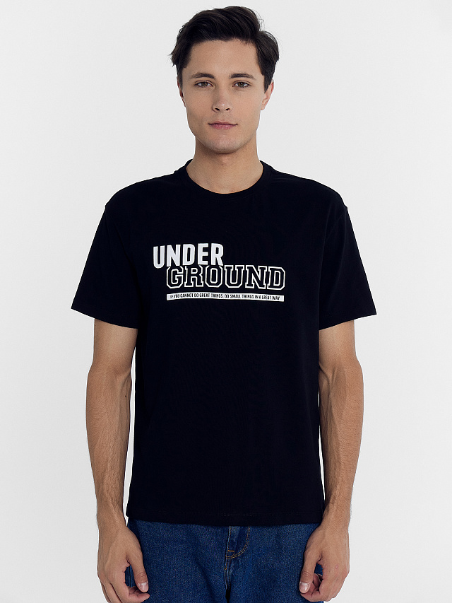 Футболка мужская черная с печатью