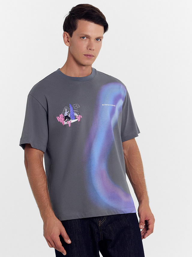 Футболка мужская серая с печатью