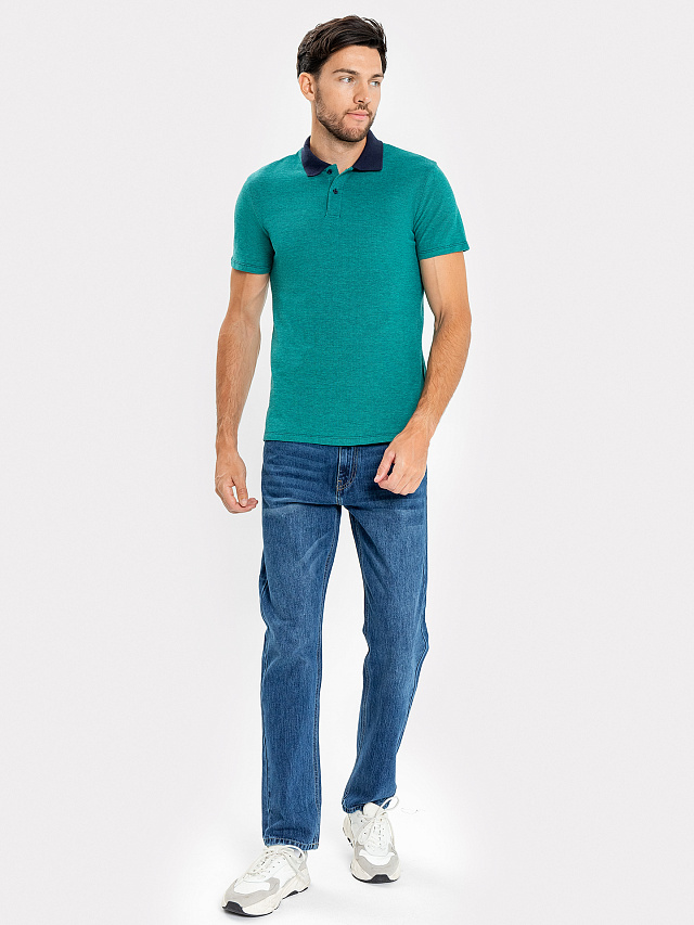 Джемпер-поло хлопковый бирюзового цвета