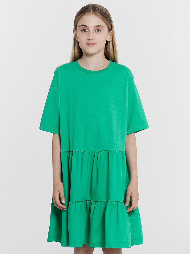 Платье для девочек в ярко-зеленом цвете