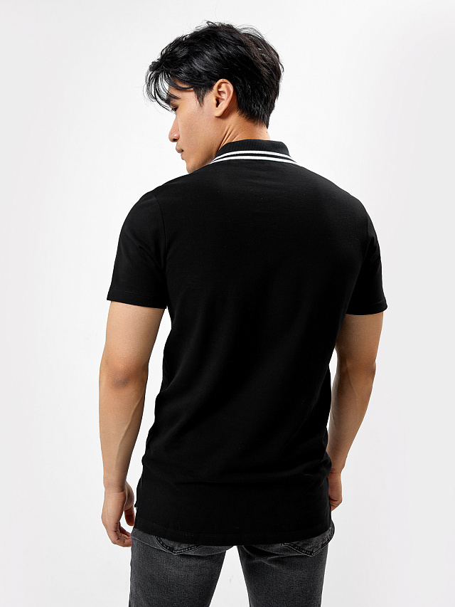 Джемпер-поло хлопковый в черном цвете