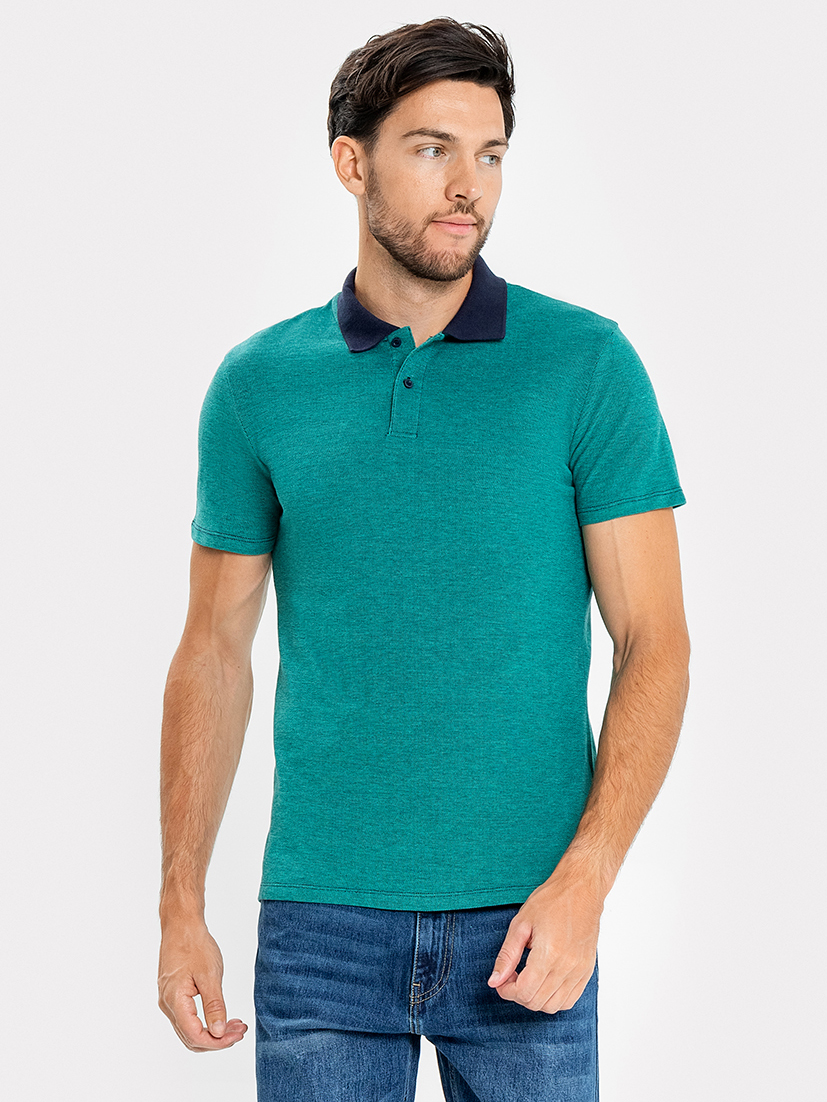 Джемпер-поло хлопковый бирюзового цвета