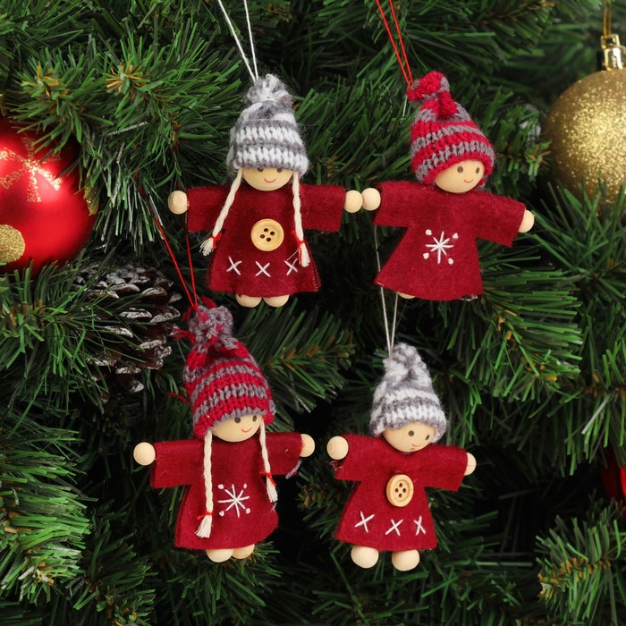 Игрушка-подвеска набор 4 шт. «С пуговками» 2.5×13×13 см