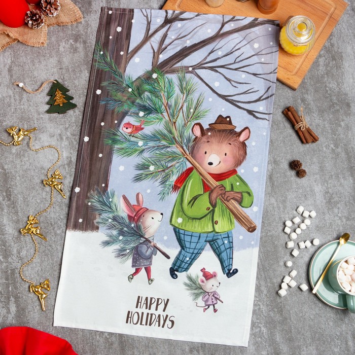 Полотенце Этель Happy holidays 40×73 см, 100% хл, саржа 190 г/м²