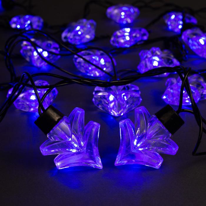 Гирлянда «Нить» 5 м с насадками «Ёлка», IP44, тёмная нить, 40 LED, свечение синее, 8 режимов, 220 В