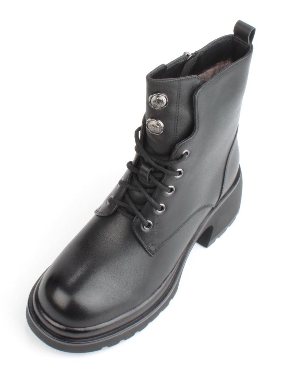 04-M3-H207 BLACK Ботинки зимние женские (натуральная кожа, натуральный мех)