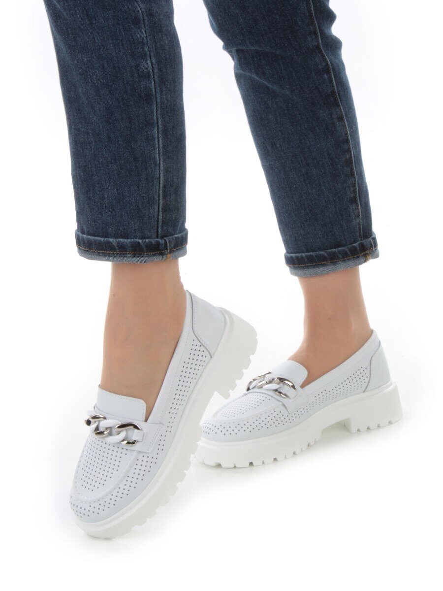 03-PDD153-1 WHITE Лоферы женские (натуральная кожа)