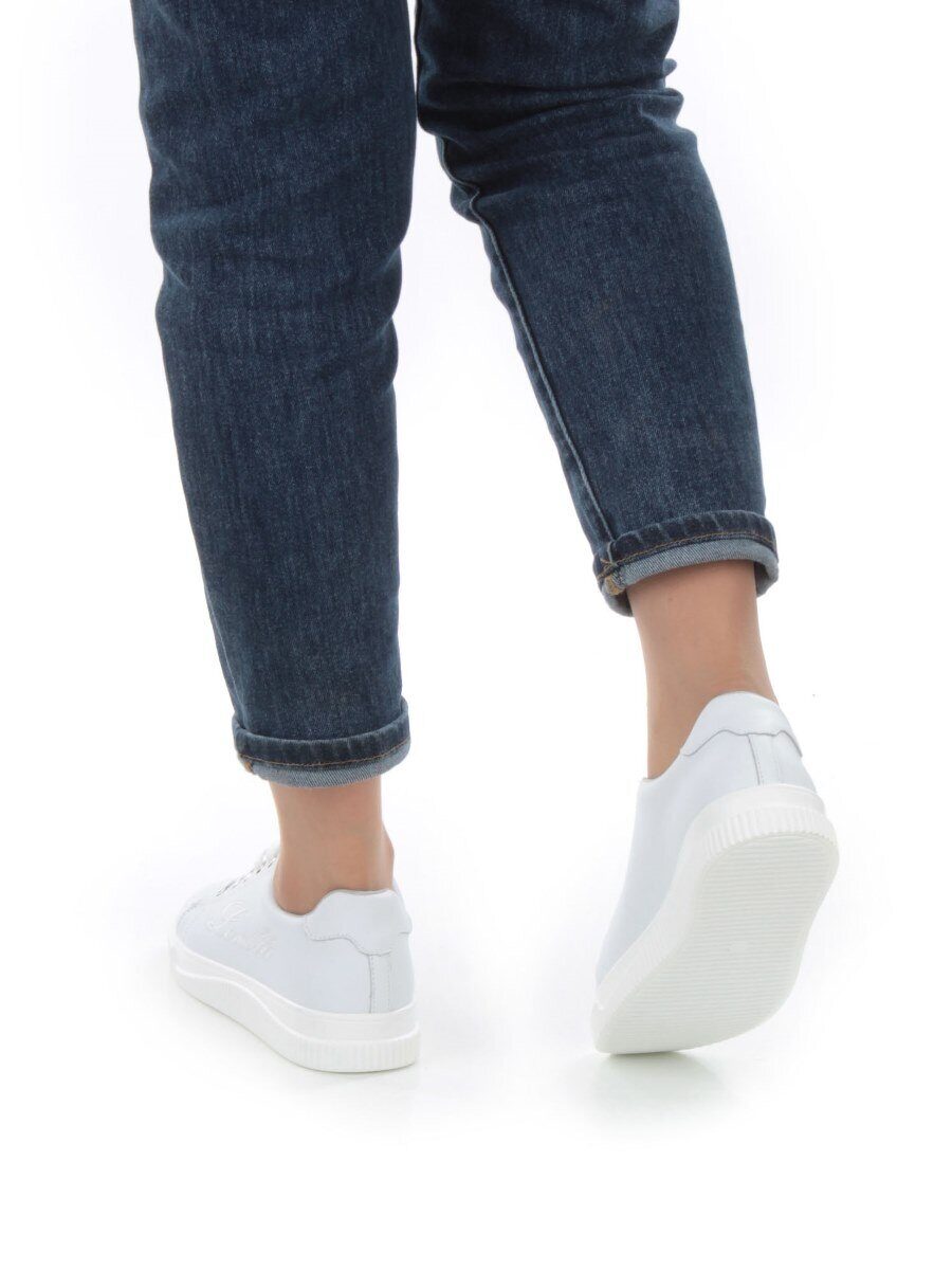 05-PDD165-1 WHITE/GRAY Кроссовки женские (натуральная кожа)