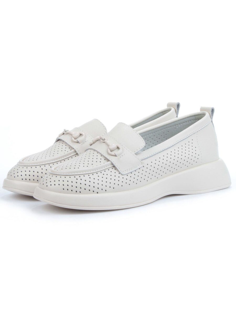 03-YD14-2D MILK WHITE Лоферы женские (натуральная кожа)