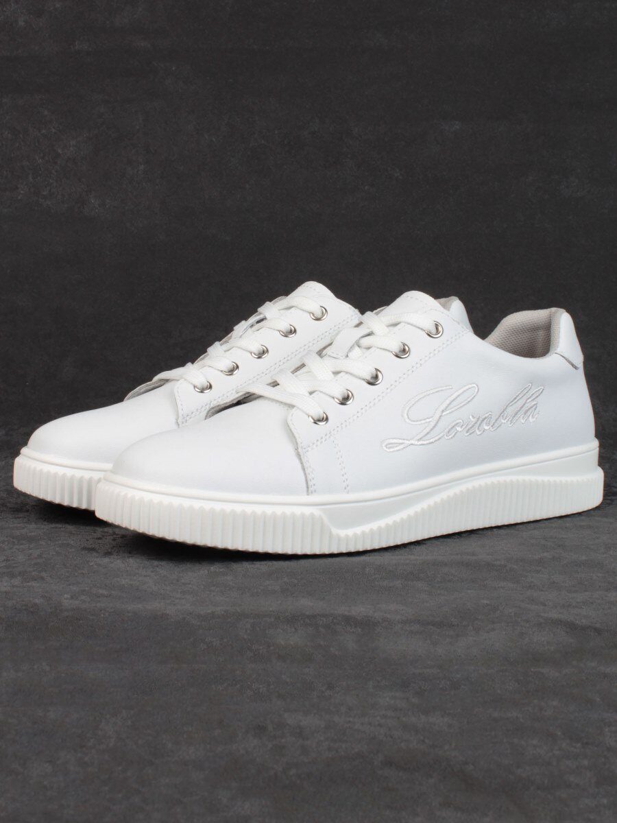 05-PDD165-1 WHITE/GRAY Кроссовки женские (натуральная кожа)