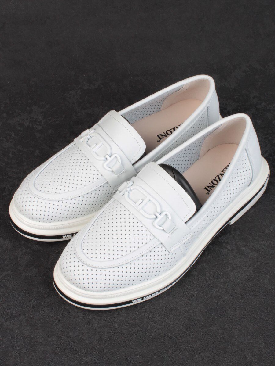 03-PDD170-1 WHITE Лоферы женские (натуральная кожа)