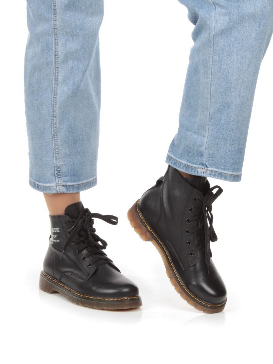 01-K-11031-1 BLACK Ботинки демисезонные женские (натуральная кожа)