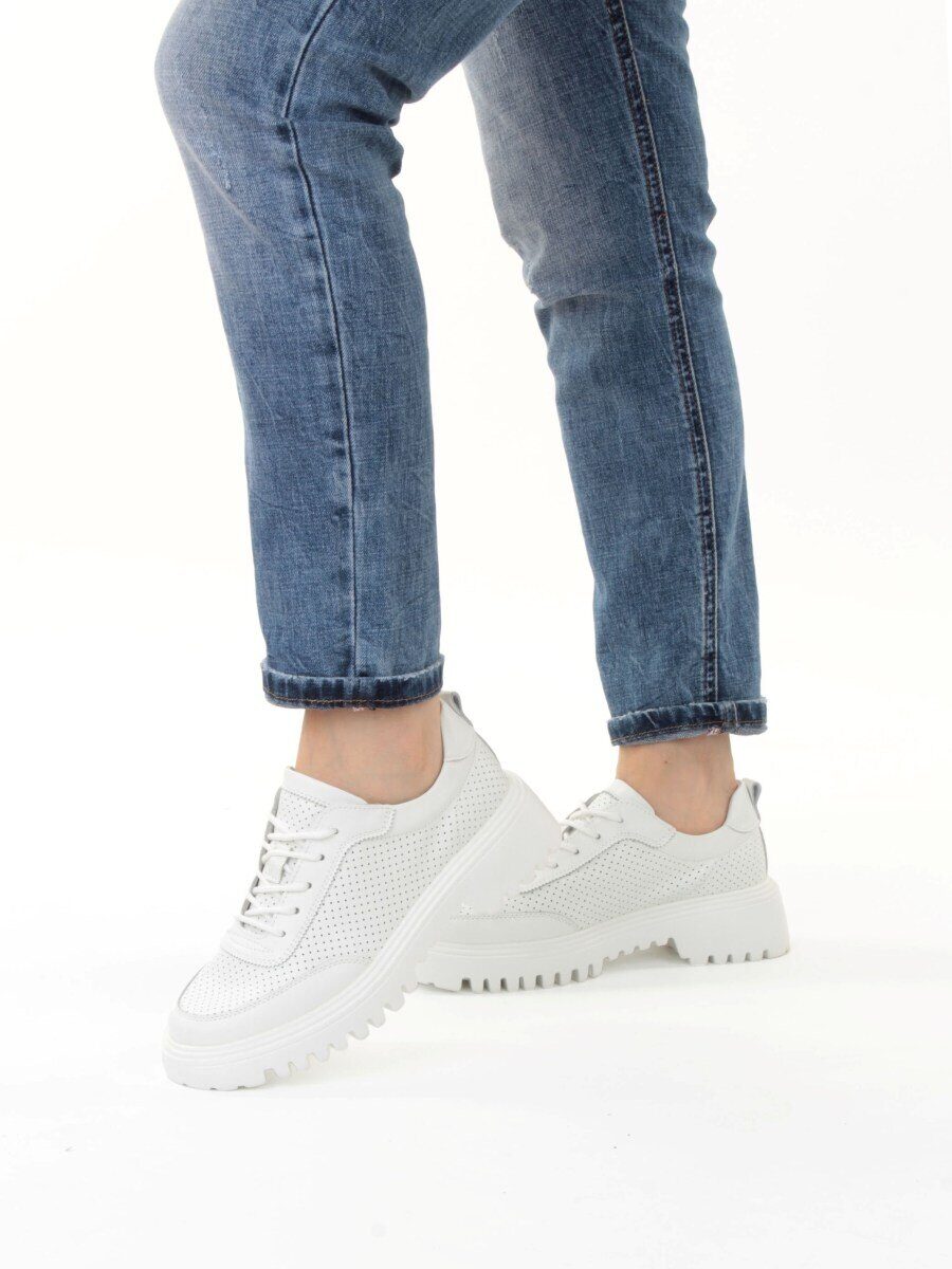 03-YH329-1 WHITE Полуботинки женские (натуральная кожа)