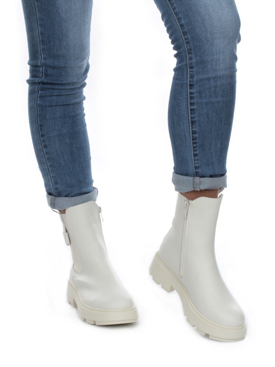 01-PCX55-2 WHITE Ботинки демисезонные женские (натуральная кожа, байка)