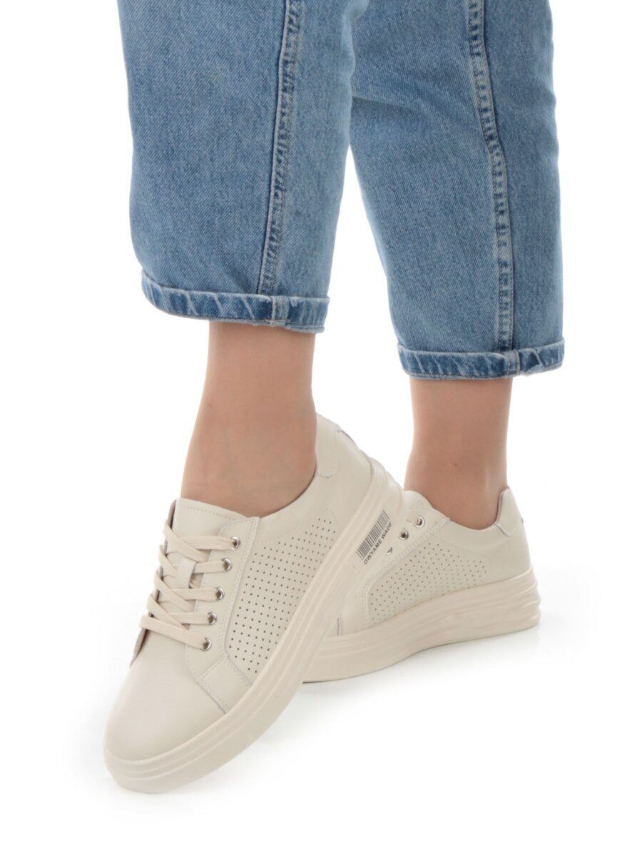 05-PDD162-3 BEIGE Кроссовки женские (натуральная кожа)