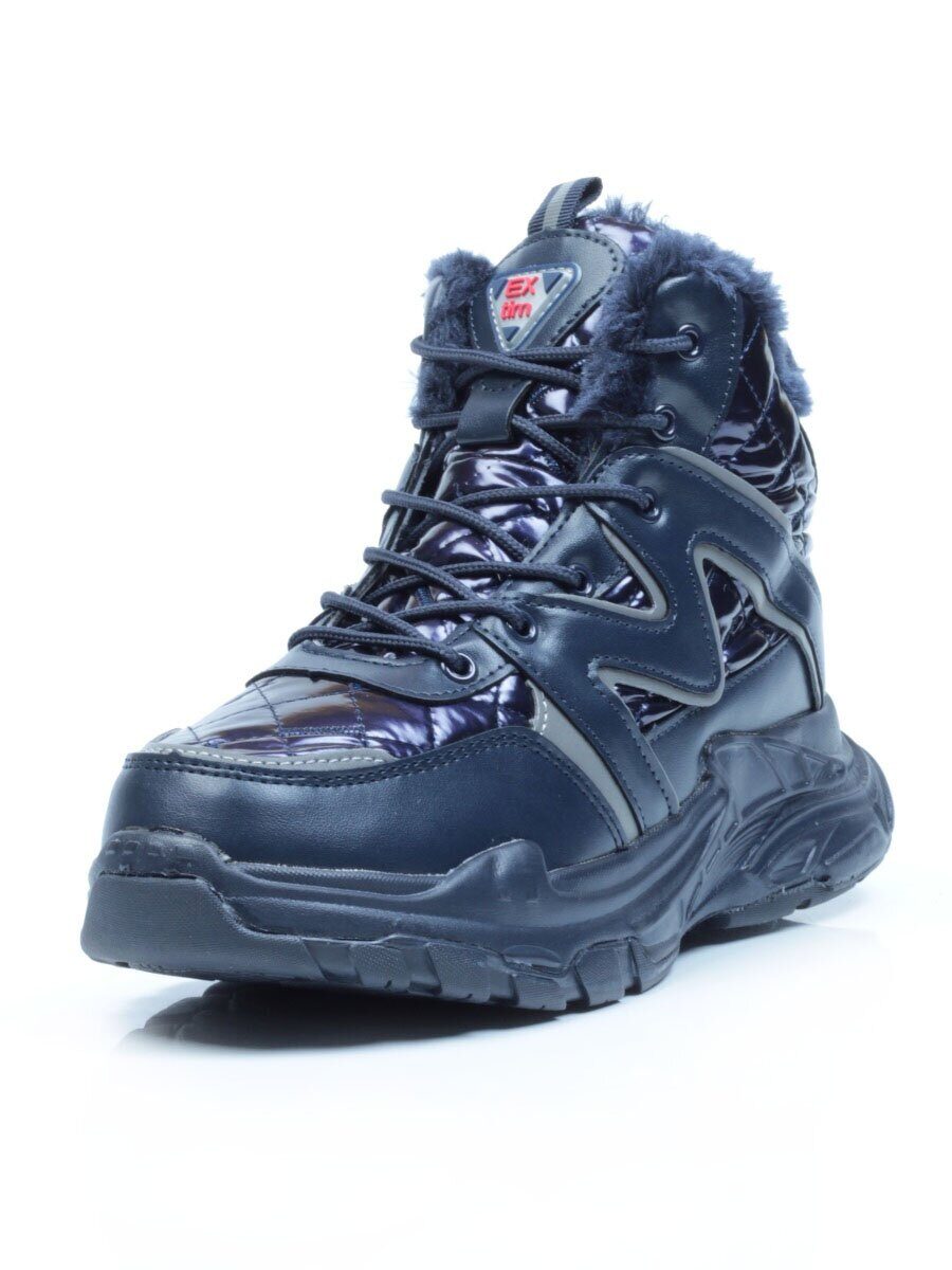 8526-2 DARK BLUE Ботинки зимние женские (искусственные материалы)