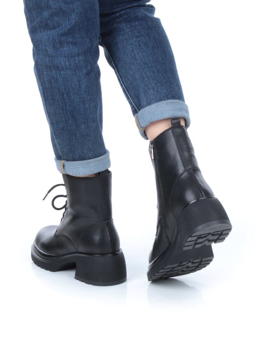 04-M3-H207 BLACK Ботинки зимние женские (натуральная кожа, натуральный мех)