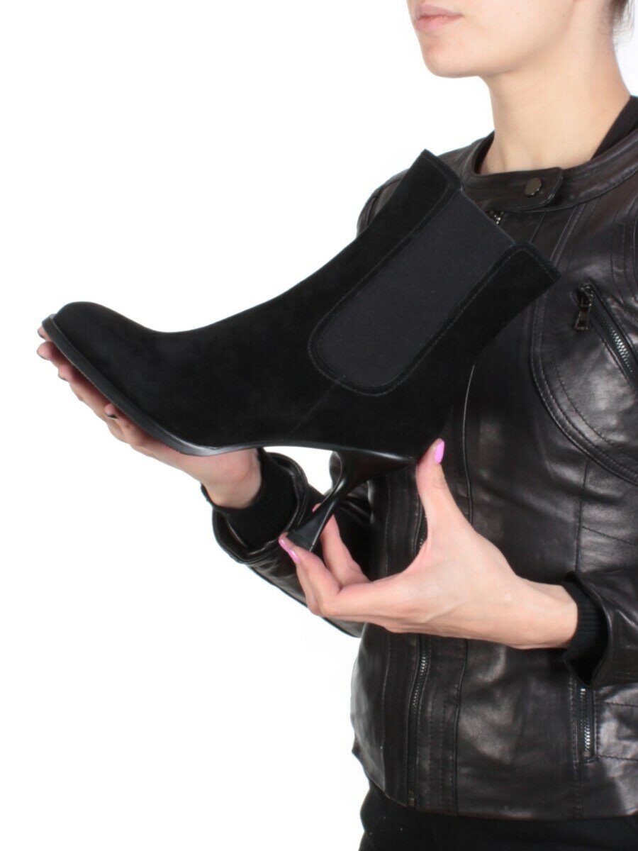 04-E29W-17B BLACK Ботильоны зимние женские (натуральная замша, натуральный мех)
