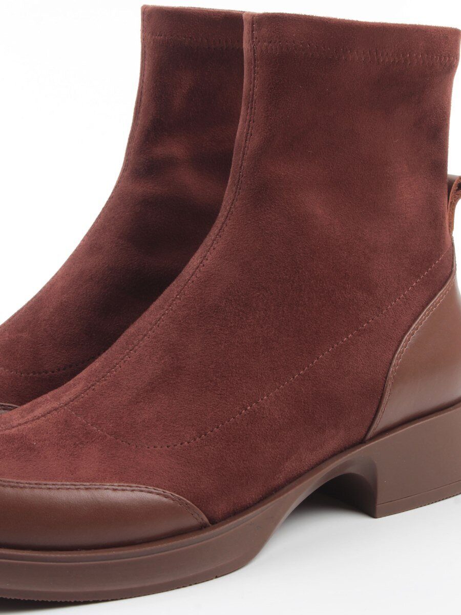 01-H24B-34HJ BROWN Ботинки демисезонные женские (натуральная кожа, искусственная замша)