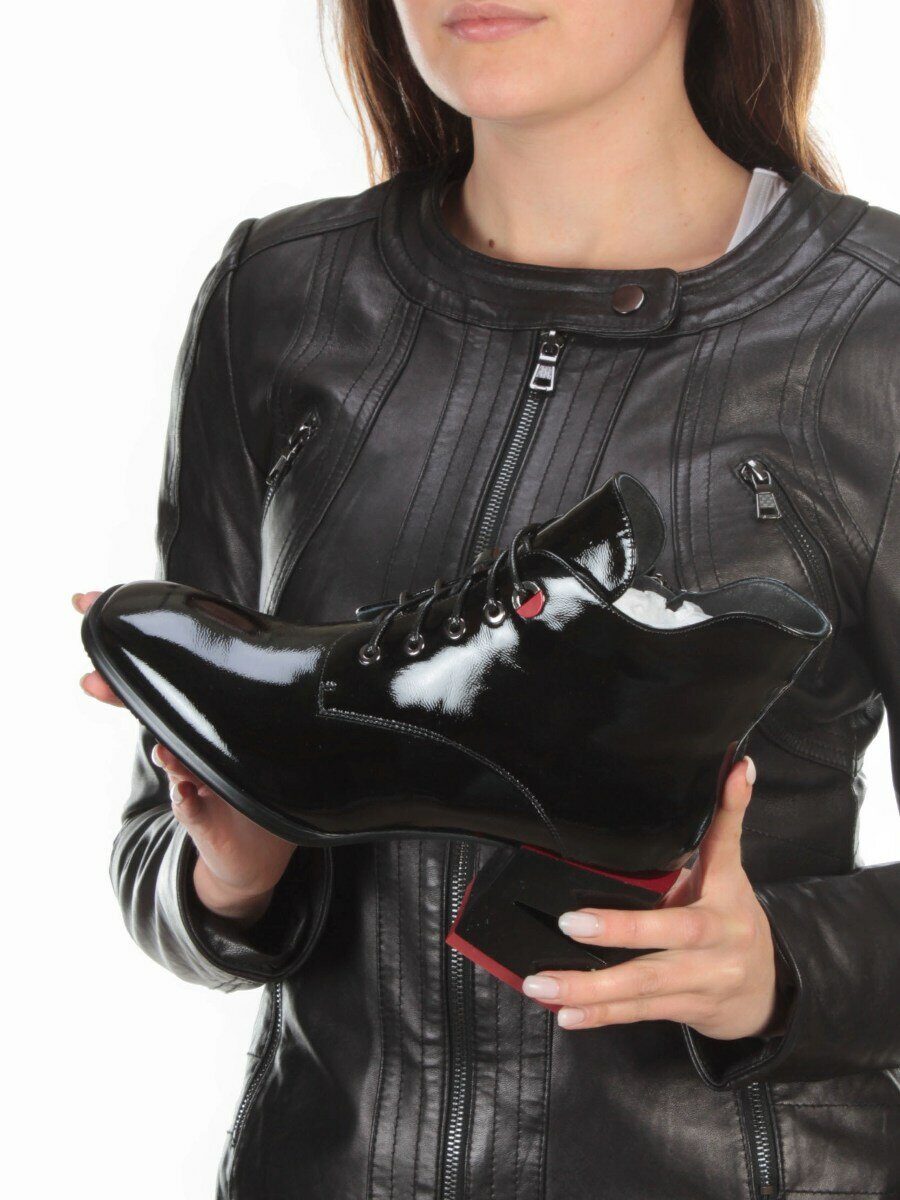 01-C1C3694-21B100M BLACK Ботинки демисезонные женские (натуральная кожа, байка)