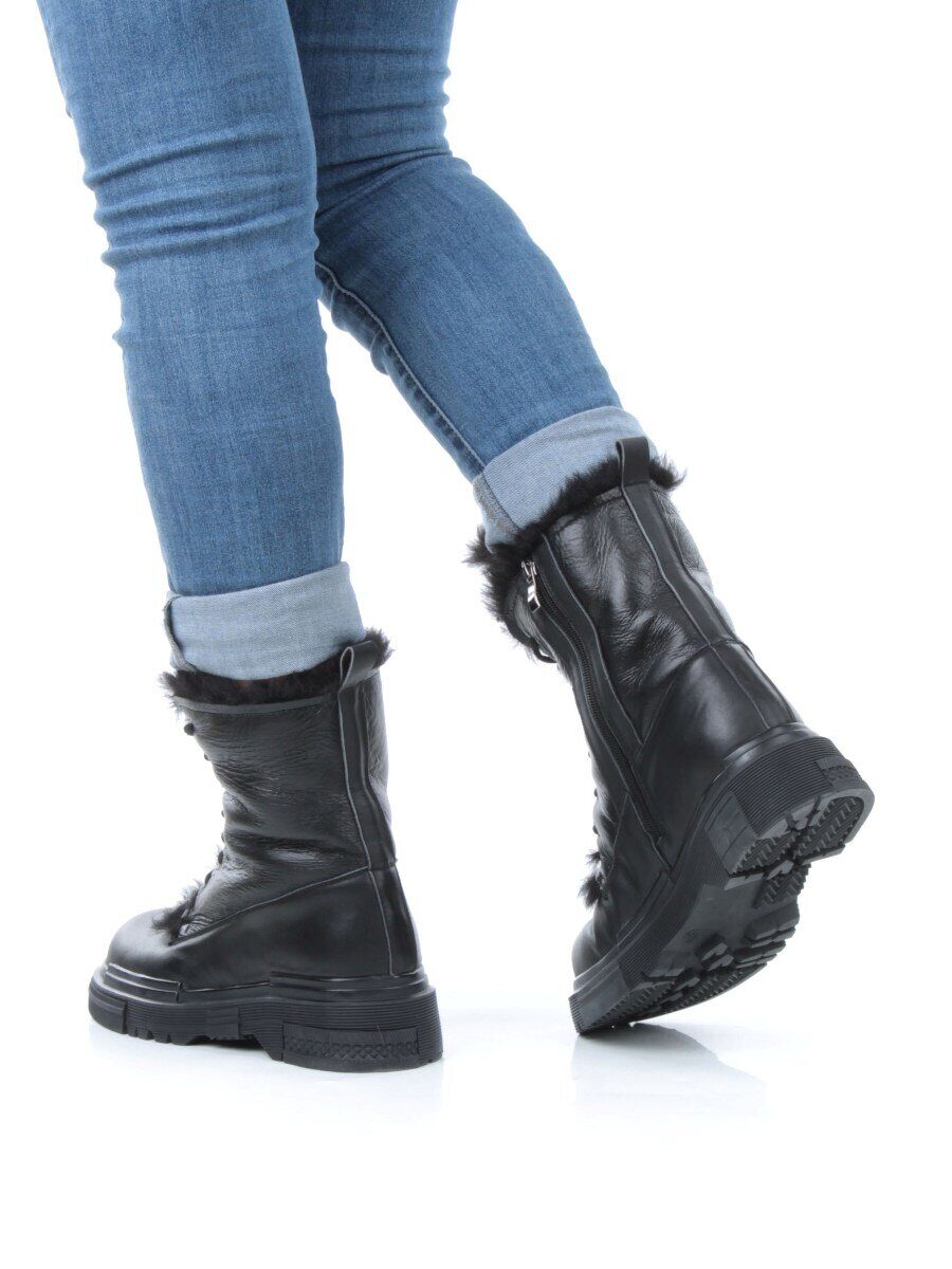 04-YPM5822A BLACK Ботинки зимние женские (натуральная кожа, натуральный мех)